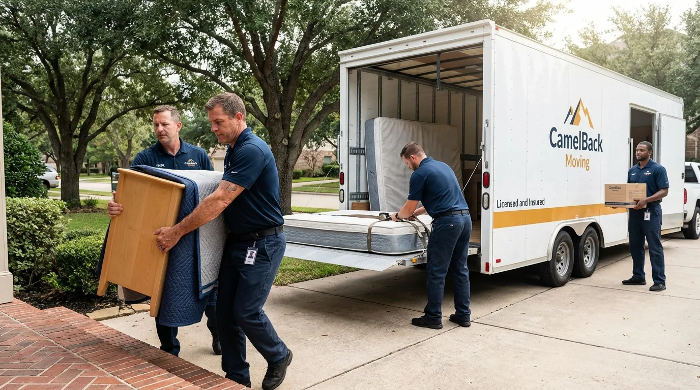 Crew loading residential truck for cross-state move from Entiat, WA